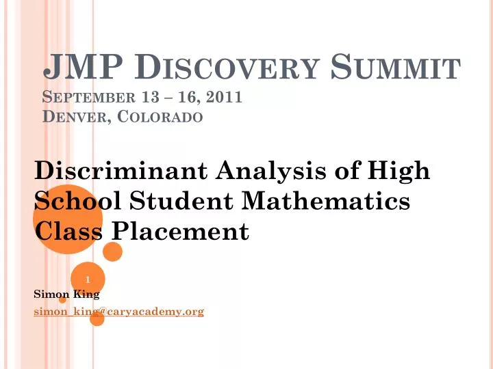 jmp discovery summit september 13 16 2011 denver colorado