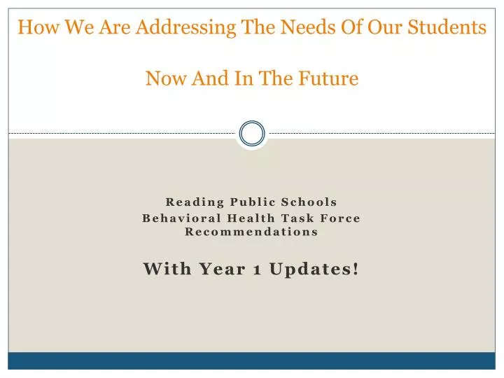 how we are addressing the needs of our students now and in the future