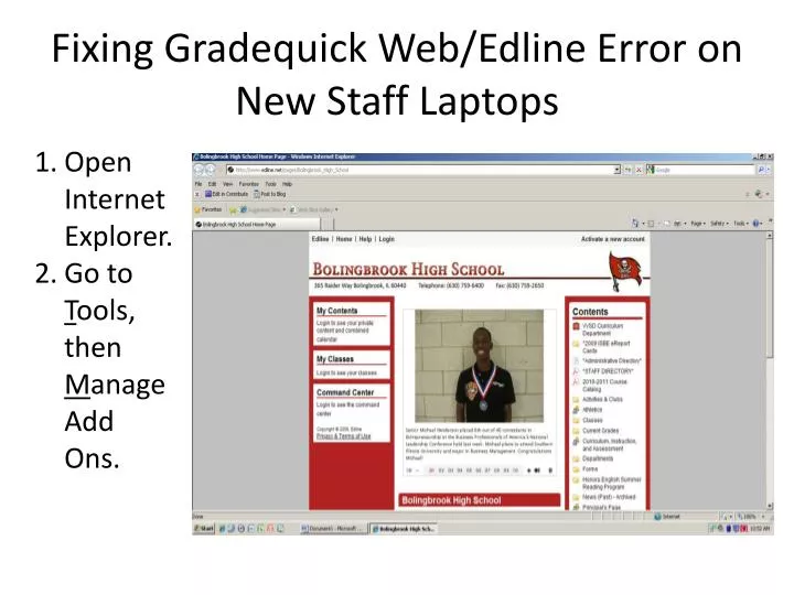 fixing gradequick web edline error on new staff laptops