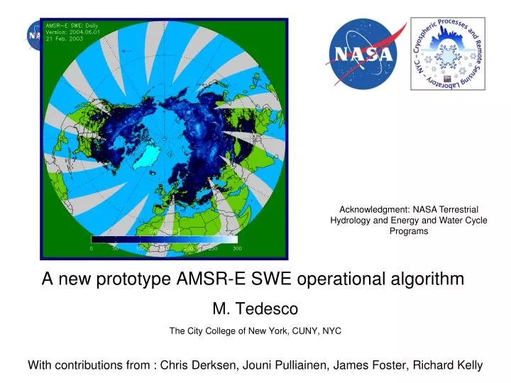 a new prototype amsr e swe operational algorithm