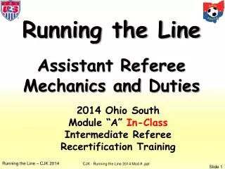 Running the Line Assistant Referee Mechanics and Duties