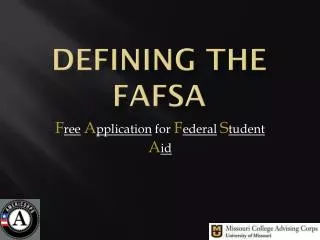 Defining the fafsa