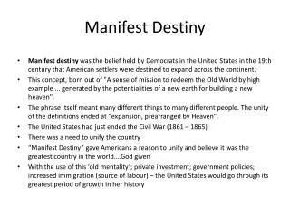 Manifest Destiny