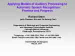 Advancements in Auditory Processing Applications for Automatic Speech Recognition - slide 1