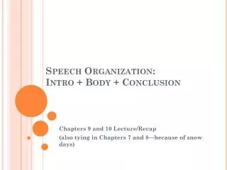 Speech Organization: Intro + Body + Conclusion