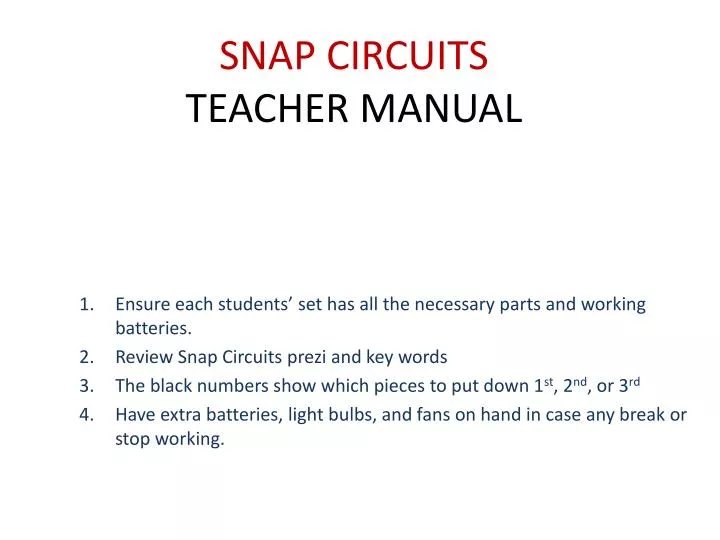 snap circuits teacher manual