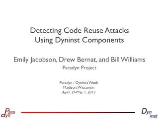 Detecting Code Reuse Attacks Using Dyninst Components