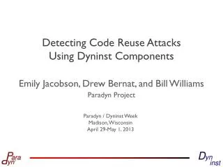 detecting code reuse attacks using dyninst components