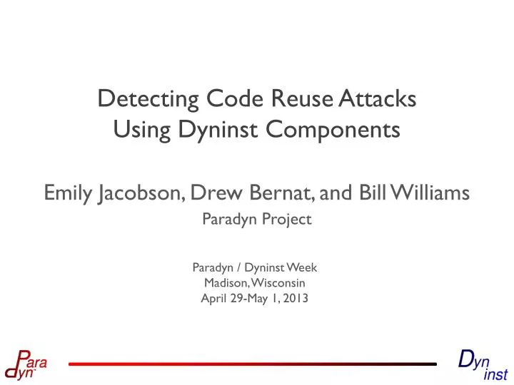 detecting code reuse attacks using dyninst components