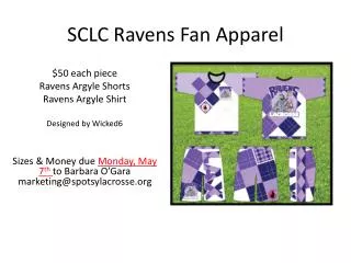 SCLC Ravens Fan Apparel