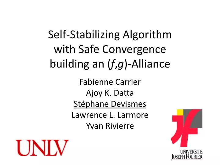 self stabilizing algorithm with s afe c onvergence building an f g alliance