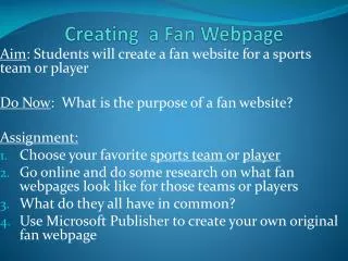 Creating a Fan Webpage