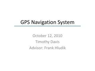 GPS Navigation Syste m