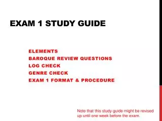 Exam 1 Study Guide