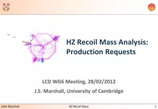 HZ Recoil Mass Analysis: Production Requests