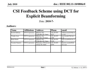 CSI Feedback Scheme using DCT for Explicit Beamforming