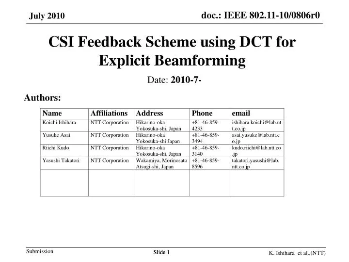csi feedback scheme using dct for explicit beamforming