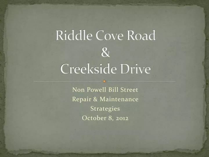 riddle cove road creekside drive