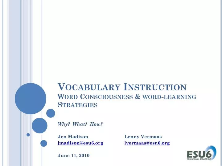 vocabulary instruction word consciousness word learning strategies