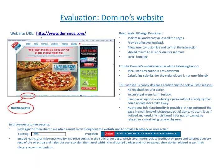 evaluation domino s website