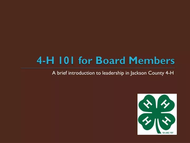 4 h 101 for board members