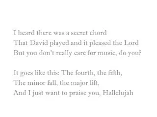 I heard there was a secret chord That David played and it pleased the Lord