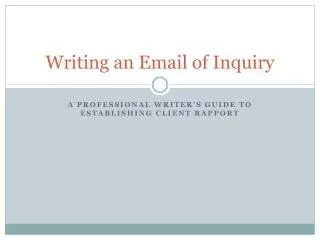 Writing an Email of Inquiry