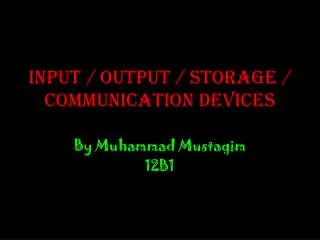 Input / Output / Storage / Communication Devices