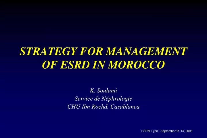 strategy for management of esrd in morocco