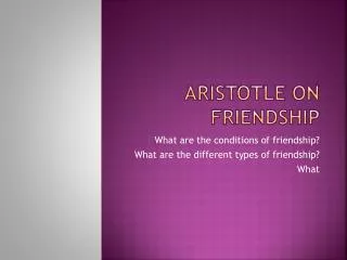 Aristotle on Friendship