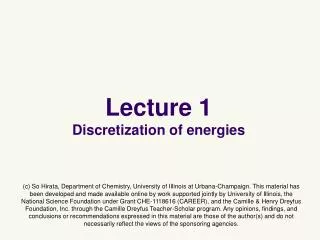 Lecture 1 Discretization of energies