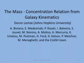 The Mass - Concentration Relation from Galaxy Kinematics