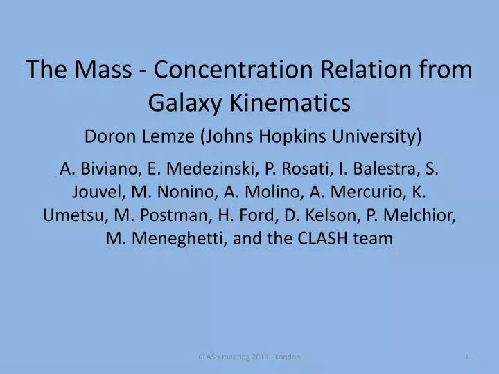 the mass concentration relation from galaxy kinematics