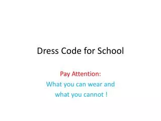 Dress Code for School
