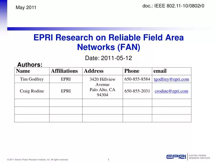 epri research on reliable field area networks fan