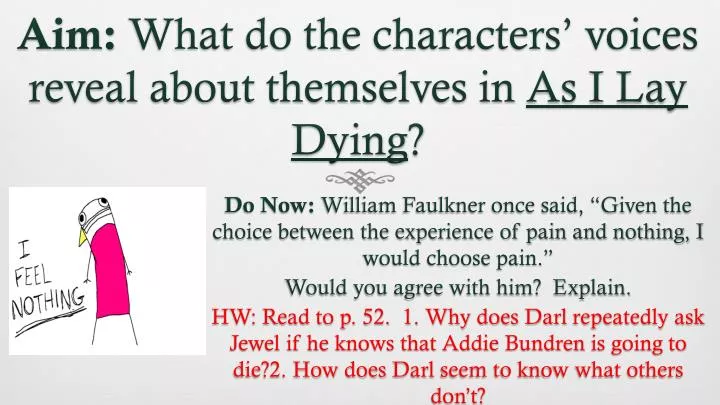 aim what do the characters voices reveal about themselves in as i lay dying