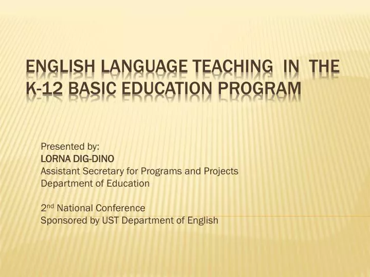 english language teaching in the k 12 basic education program