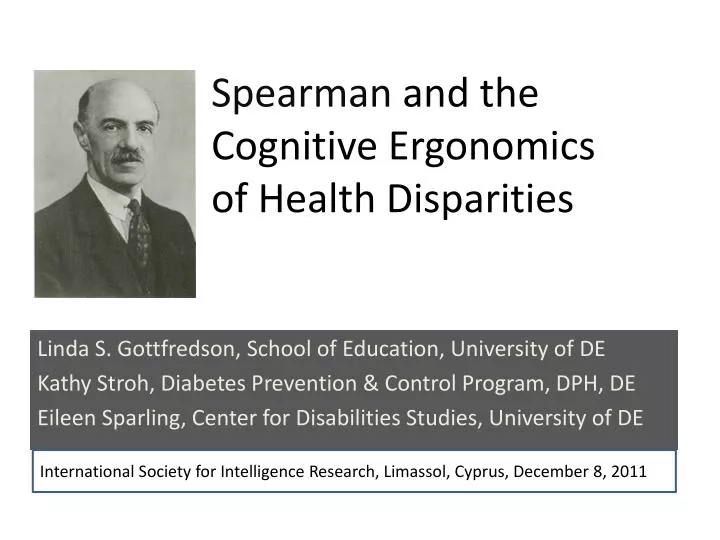 spearman and the cognitive ergonomics of health disparities