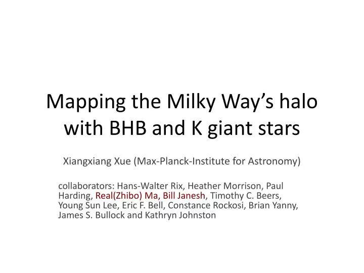 mapping the milky way s halo with bhb and k giant stars
