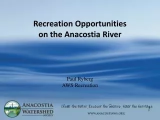 Recreation Opportunities on the Anacostia River