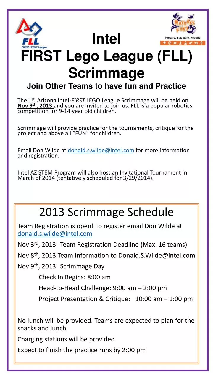 intel first lego league fll scrimmage join other teams to have fun and practice