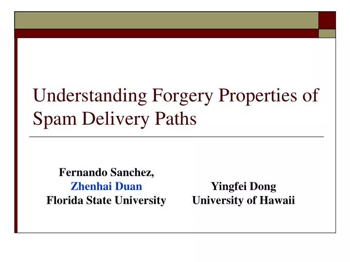 understanding forgery properties of spam delivery paths