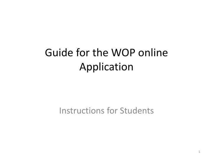guide for the wop online application