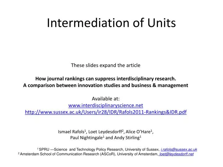 intermediation of units