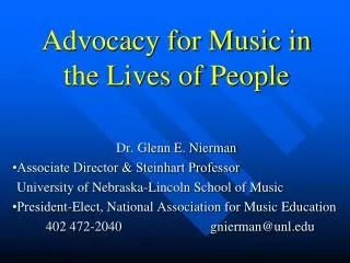 Advocacy for Music in the Lives of People