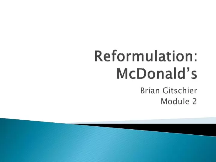 reformulation mcdonald s