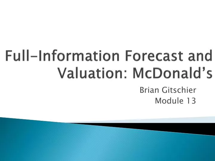 full information forecast and valuation mcdonald s
