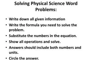 Solving Physical Science Word Problems: