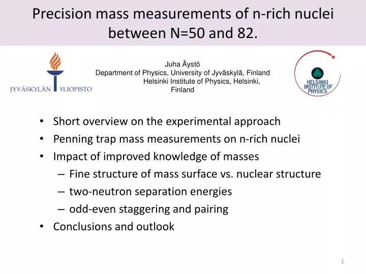 precision mass measurements of n rich nuclei between n 50 and 82