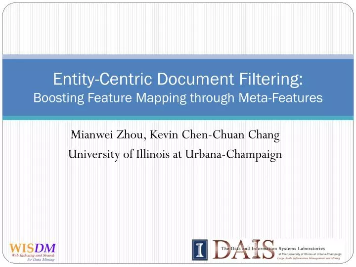 entity centric document filtering boosting feature mapping through meta features